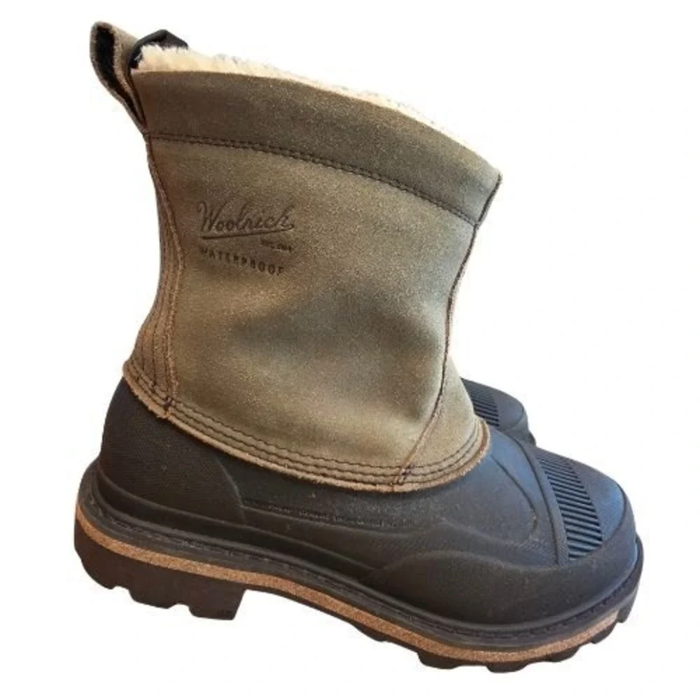 Woolrich Mens 8 Waterproof Duck Boots Tan Suede Shearling Lined Winter Gorpcore